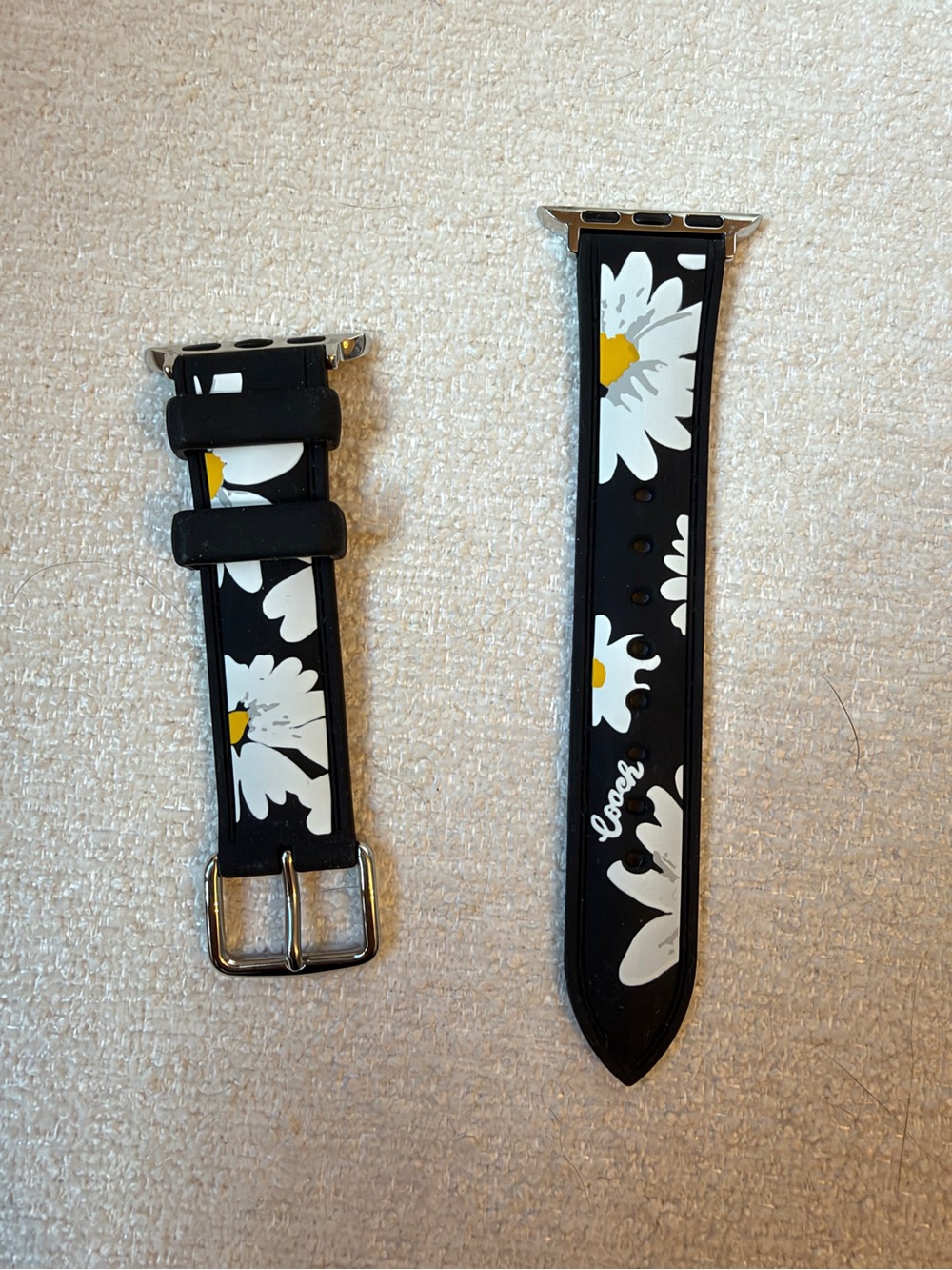 Coach Apple Watch Strap, Black Floral Daisy Print, 38/40/41mm